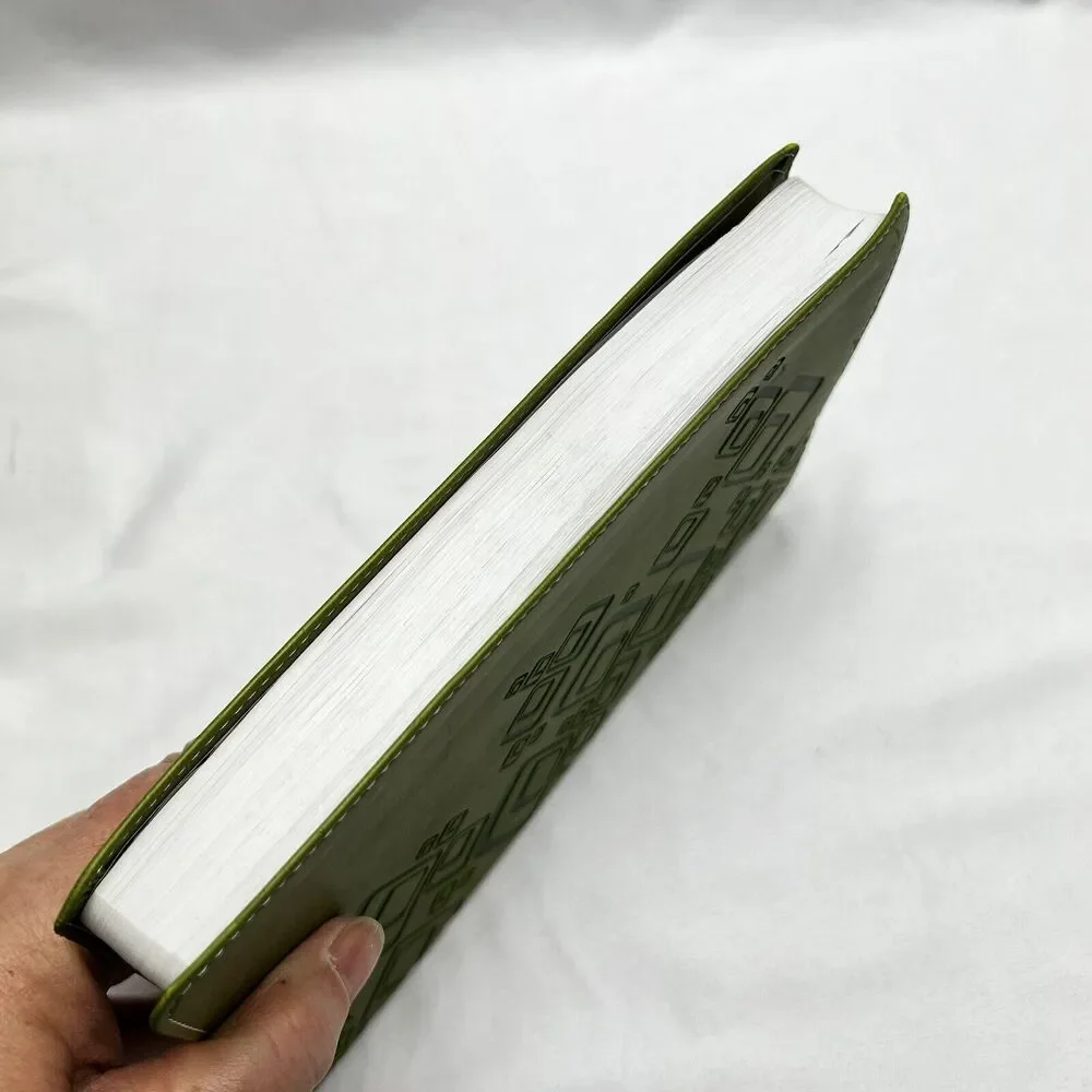 Zondervan NIV Thinline Bible Italian Two Tone Green Leather Geometric Design - Picture 5 of 13